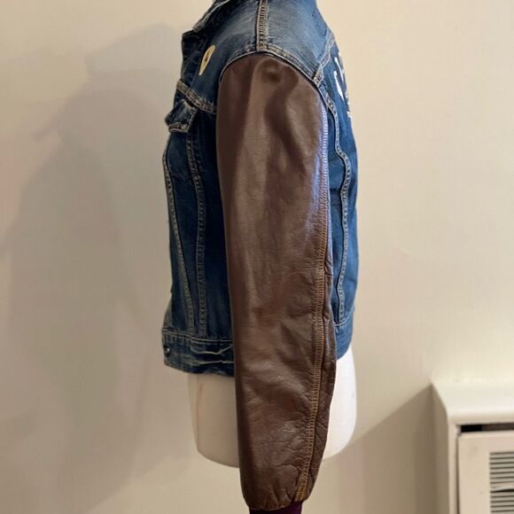 Vintage jean and leather jacket🌟 Jean jackets ✨ RA.RE. Brand 🌟 🌟 ITALIAN🌟 - Picture 4 of 8